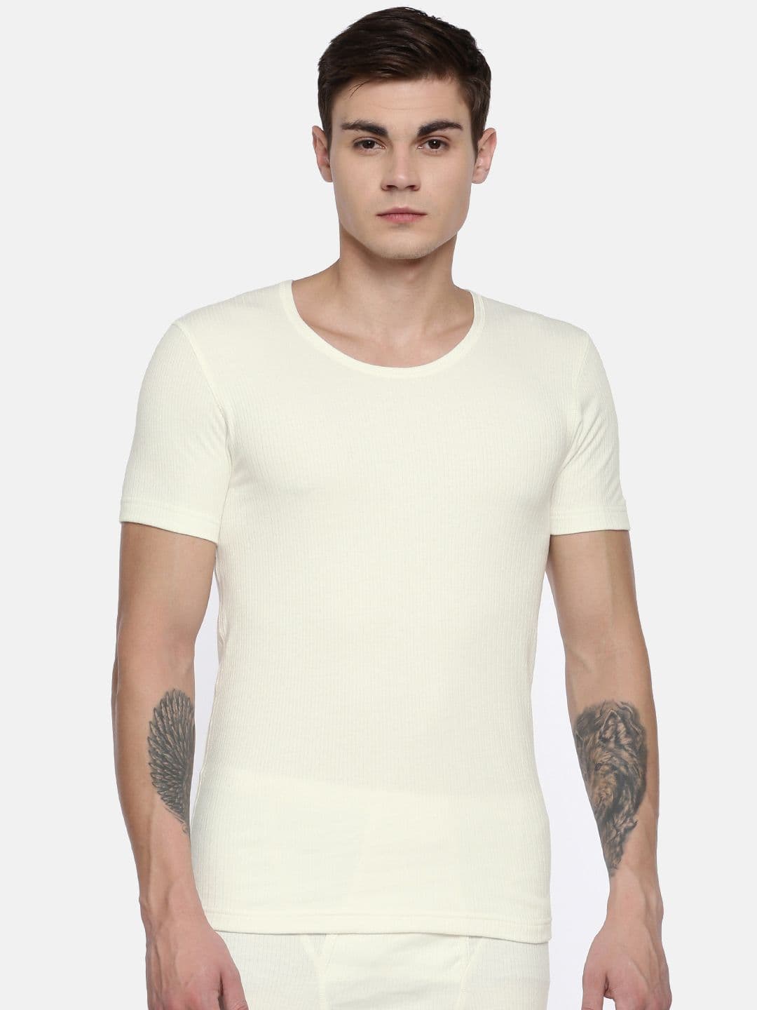 Van Heusen Innerwear Men White Solid Antibacterial Low Neck Thermal Top - view 1