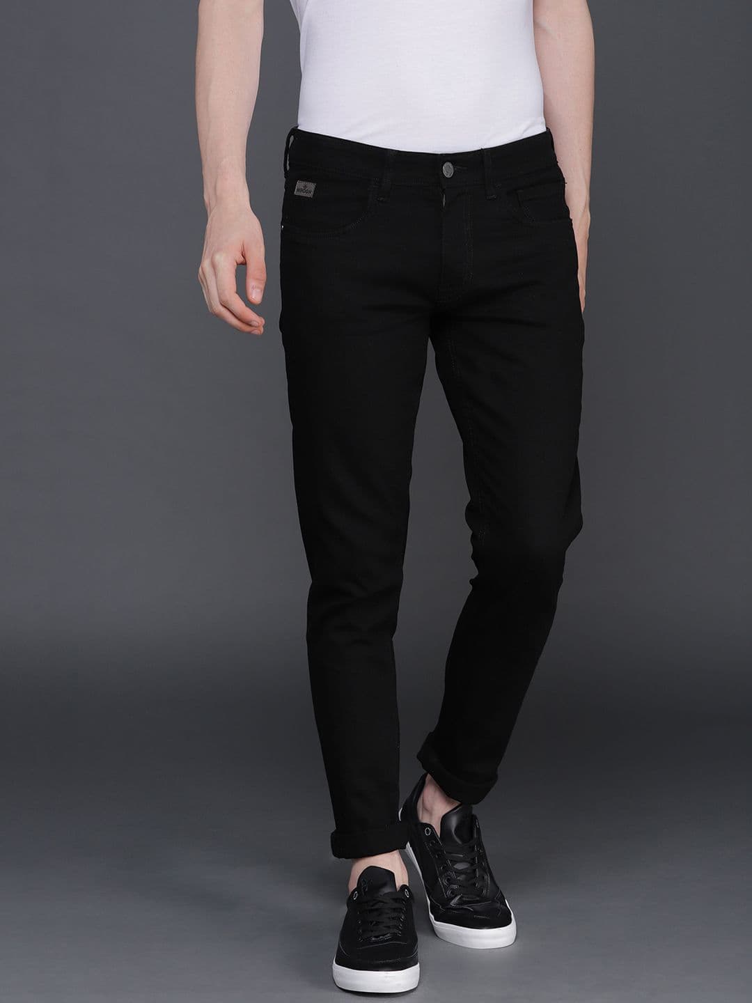 WROGN Men Black Slim Fit Mid-Rise Clean Look Stretchable Jeans