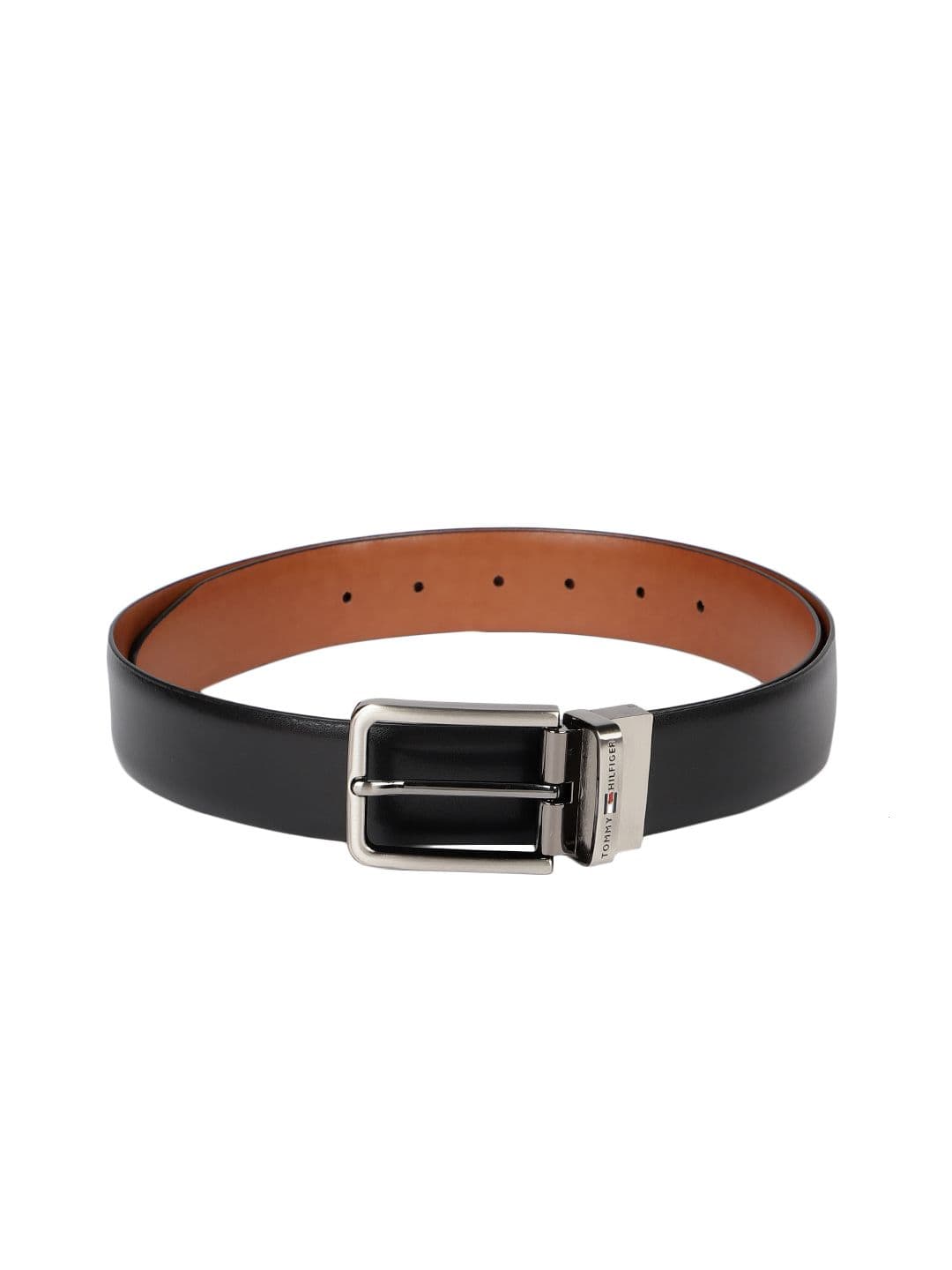Tommy Hilfiger Men Black & Tan Brown Solid Belt - view 1