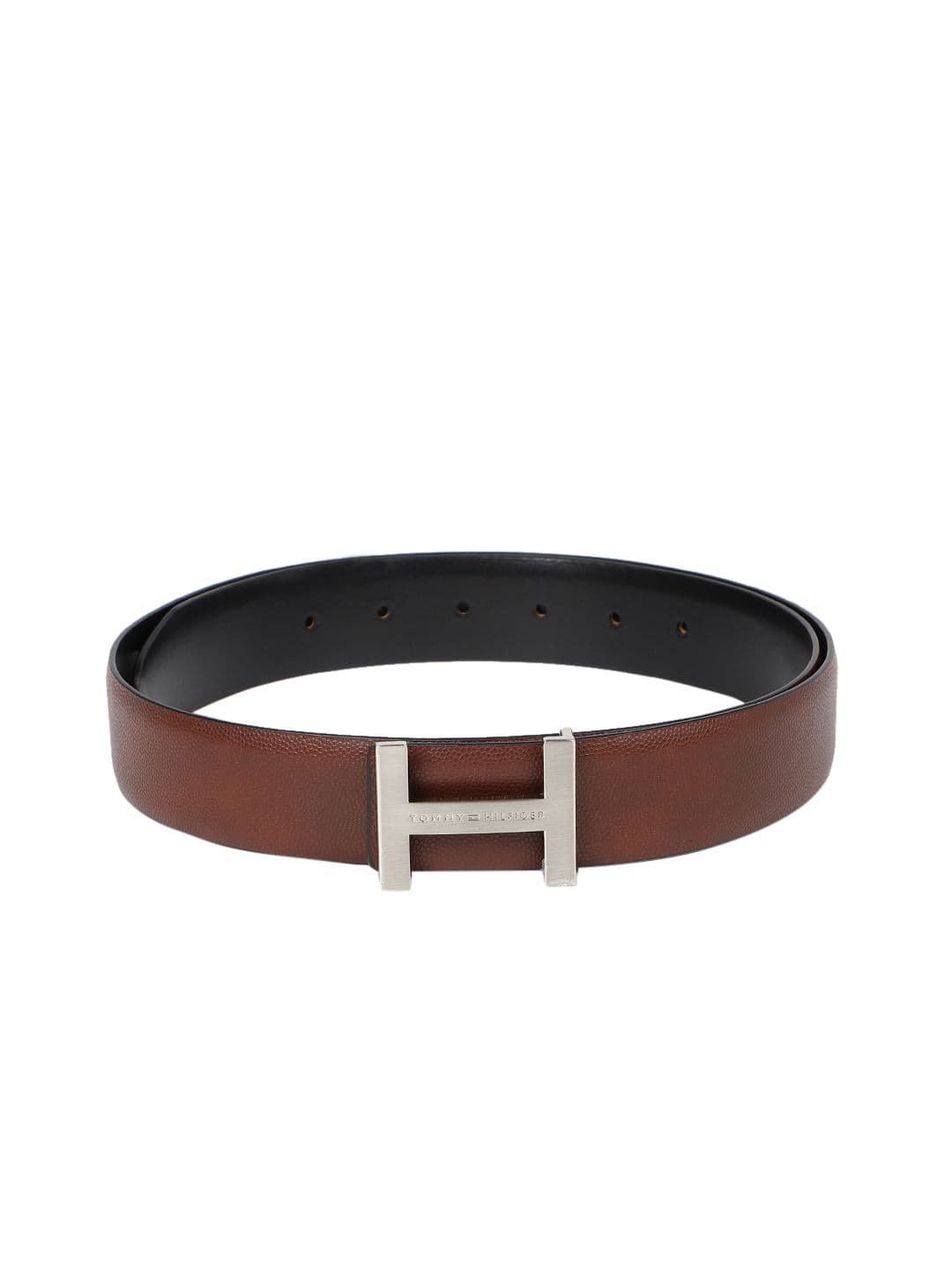 Tommy Hilfiger Men Brown & Black Textured Reversible Belt - view 1