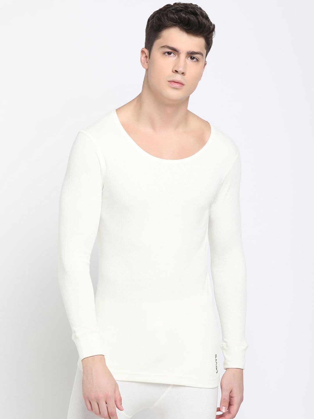 Levis Levi's Men's Round Neck Full Sleeve Regular Fit Thermal Top (White) - view 1