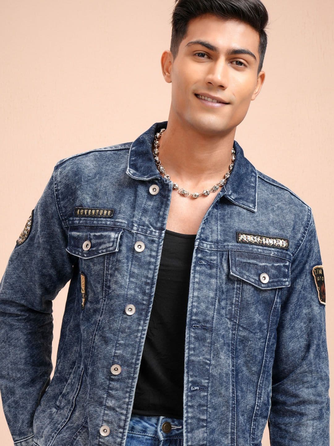 LOCOMOTIVE Men Blue Solid Denim Jacket - view 1