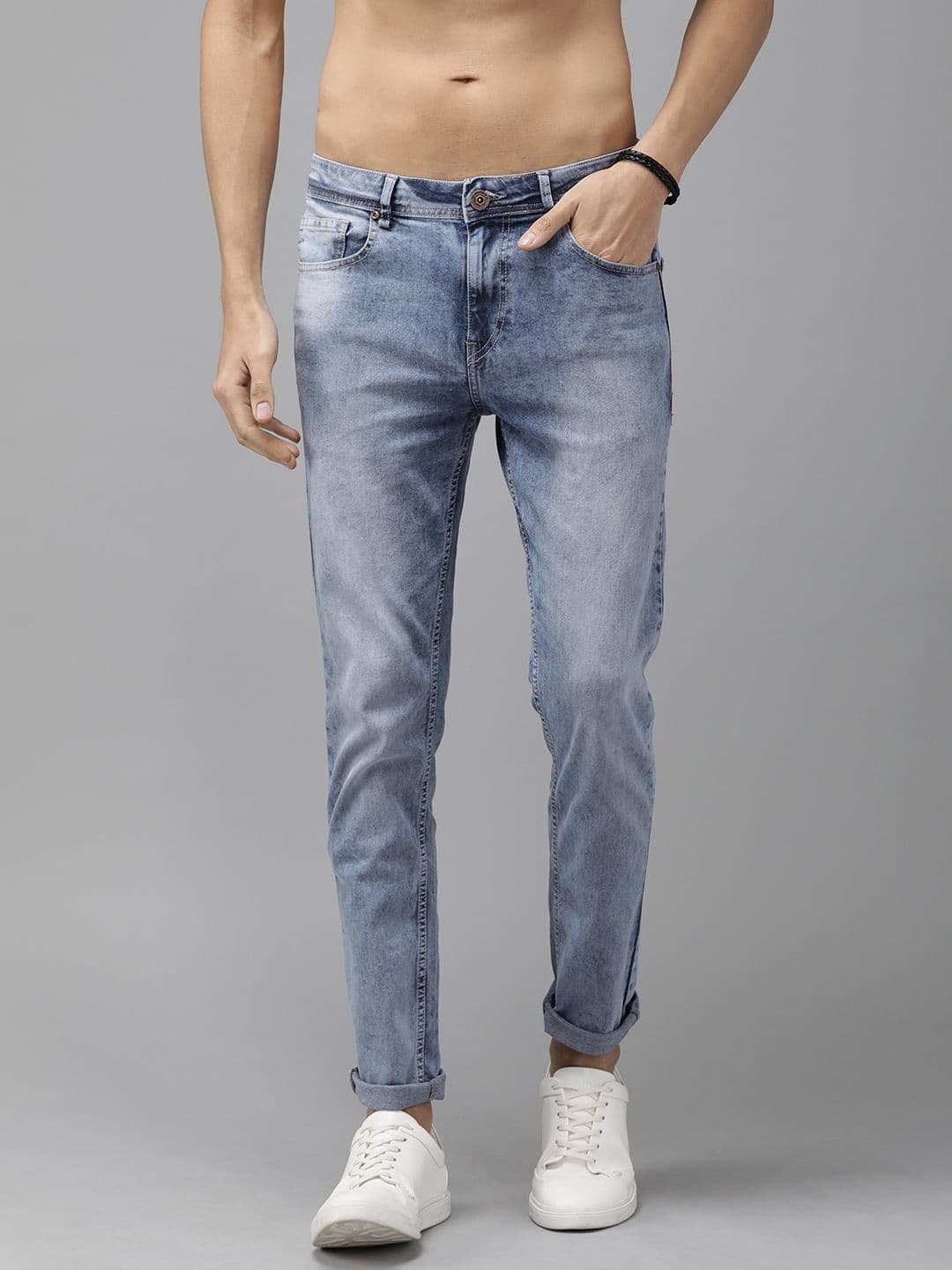 The Roadster Lifestyle Co Men Blue Tapered Fit Mid-Rise Clean Look Stretchable Jeans - view 1