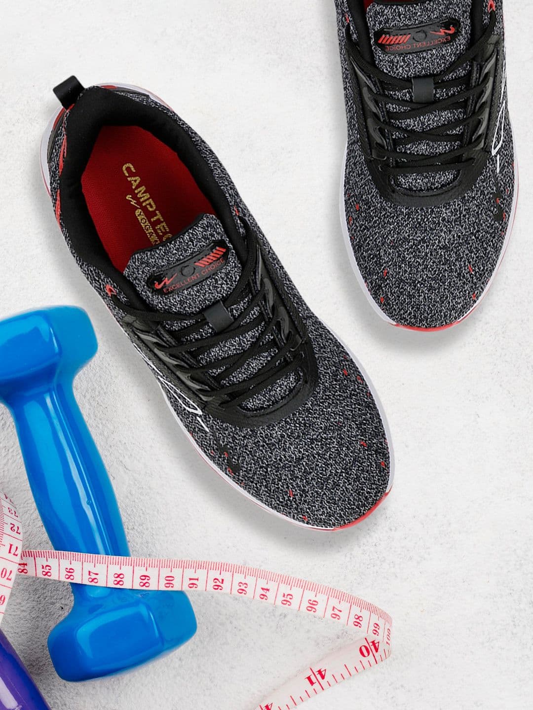 Campus Men LIVVE Black Mesh Running Shoes - view 1