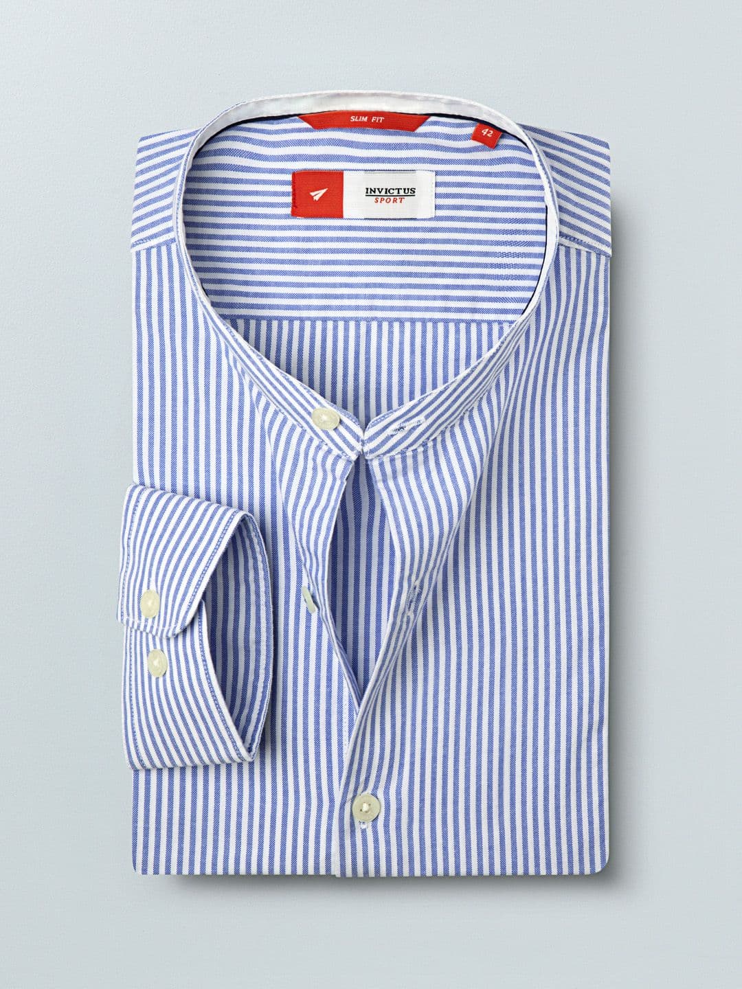 INVICTUS Men Blue & White Slim Fit Striped Sustainable Casual Shirt - view 1