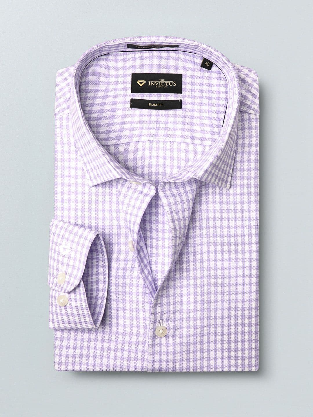 INVICTUS Men Purple & White Slim Fit Checked Sustainable Formal Shirt - view 1