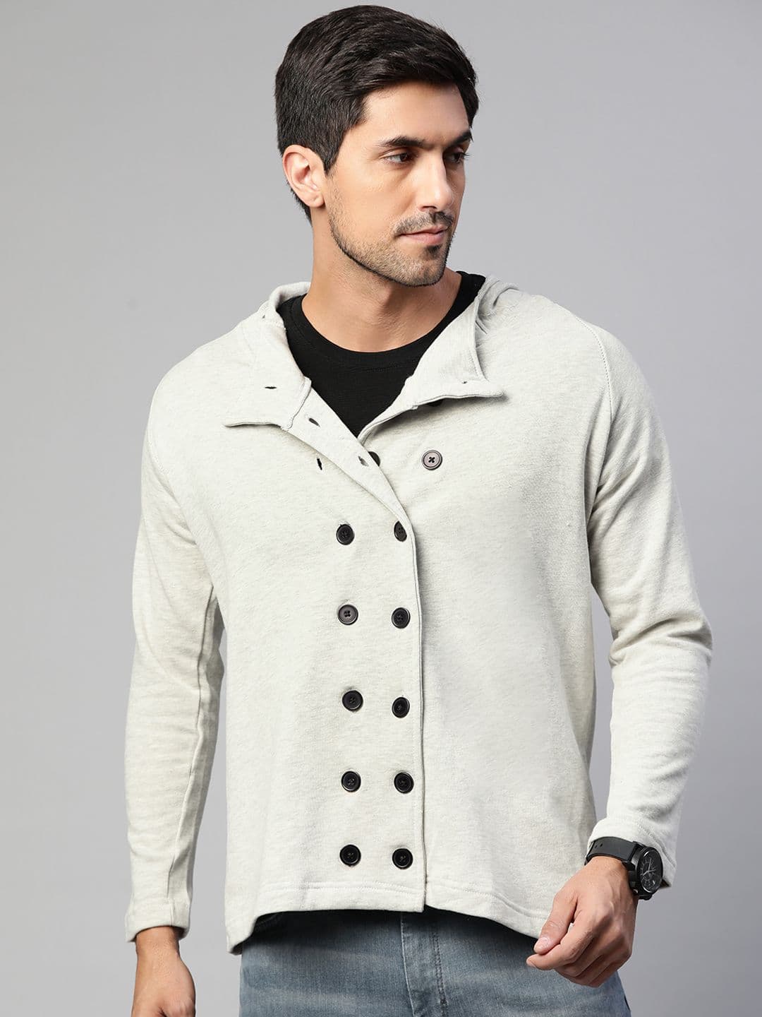 CAHOOT Men Grey Melange Solid Tailored Jacket - view 1