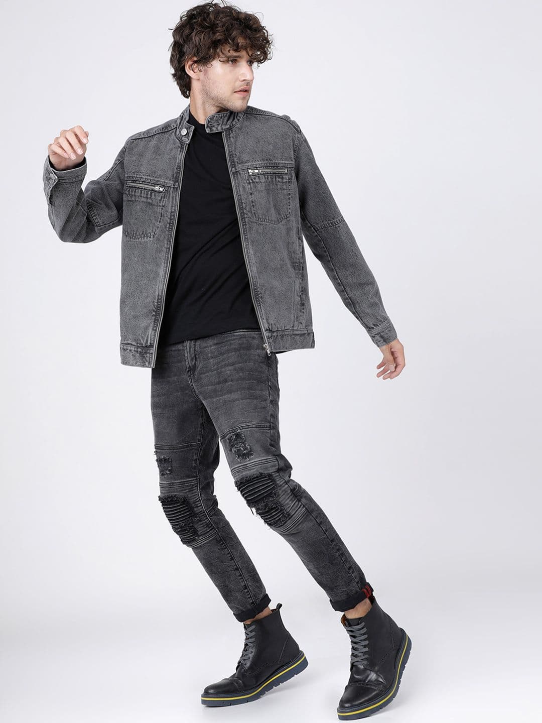 HIGHLANDER Men Grey Solid Jacket - view 1
