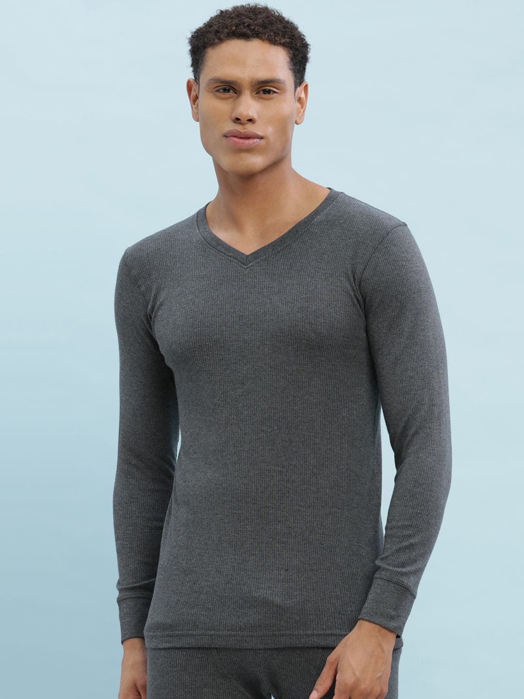Force NXT Men Charcoal Grey Solid Assorted Thermal Top - view 1