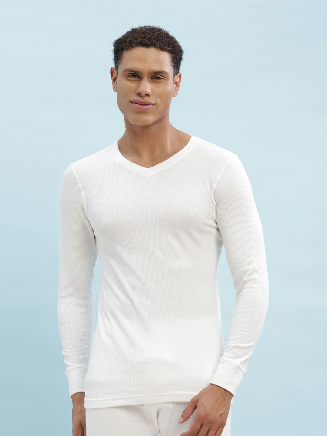 Force NXT Men White Solid V-Neck Assorted Thermal T-Shirt - view 1