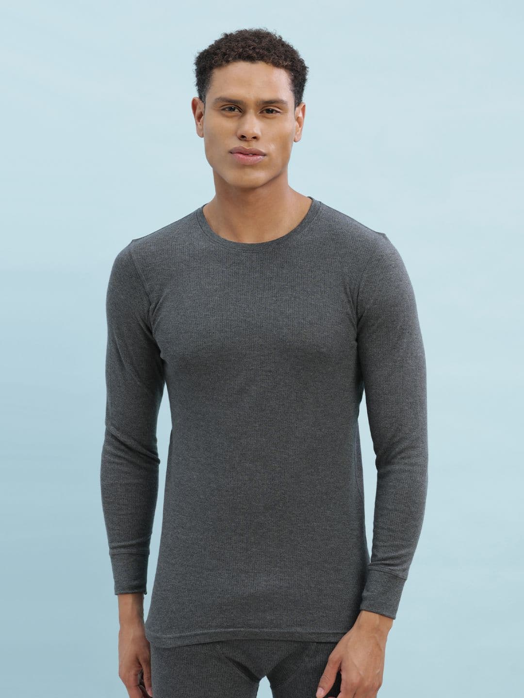 Force NXT Men Charcoal Grey Solid Assorted Thermal Top - view 1