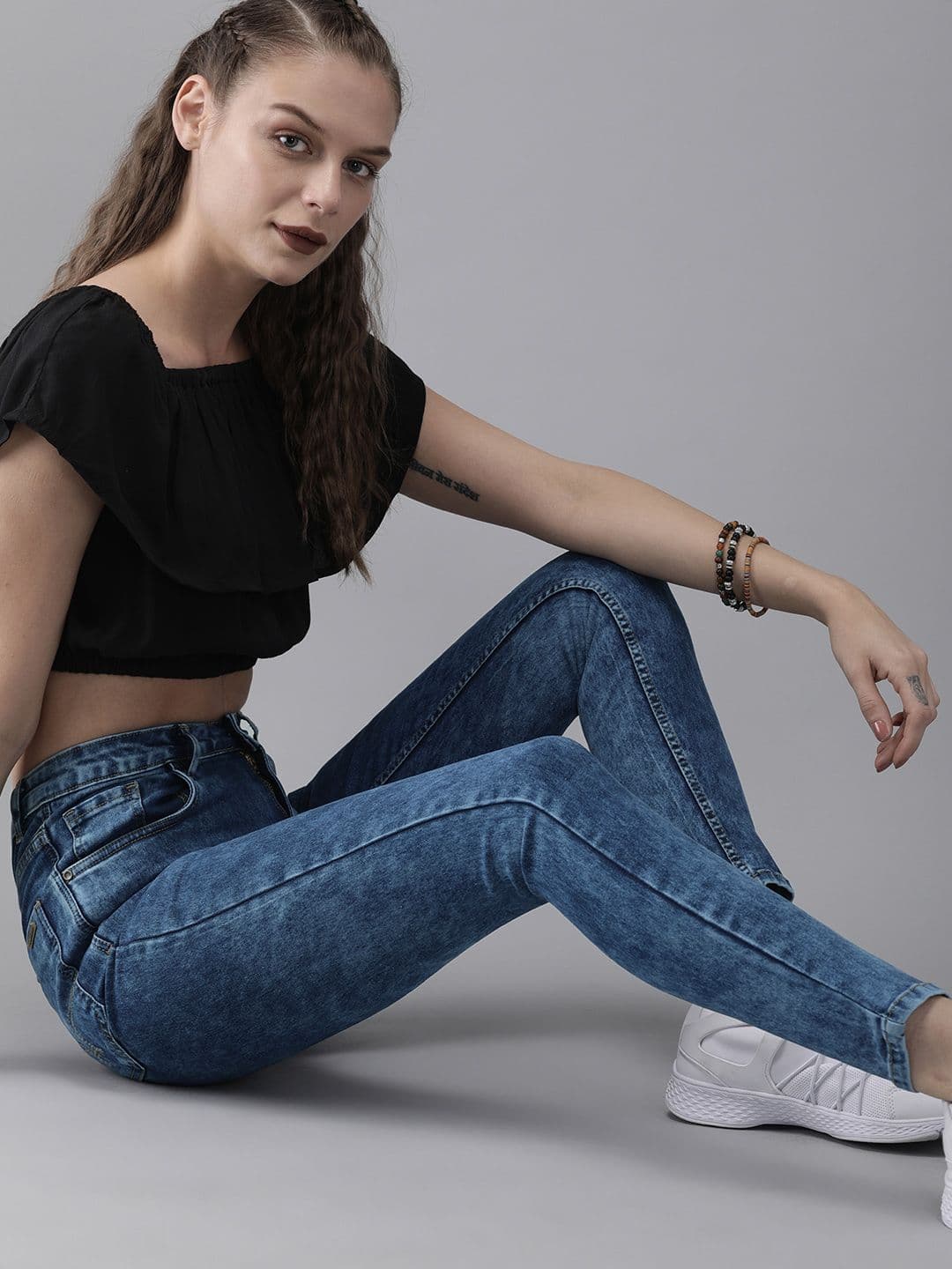 The Roadster Lifestyle Co Women Blue Super Skinny Fit High-Rise Clean Look Stretchable Cropped Jeans - view 1