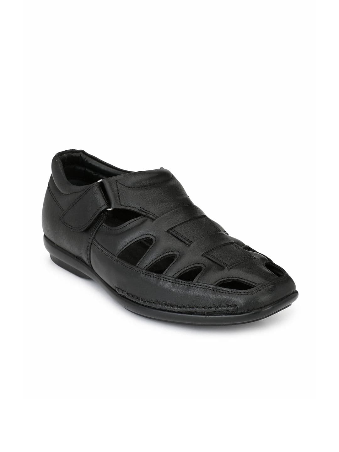 Delize Men Black Leather Sandals - view 1