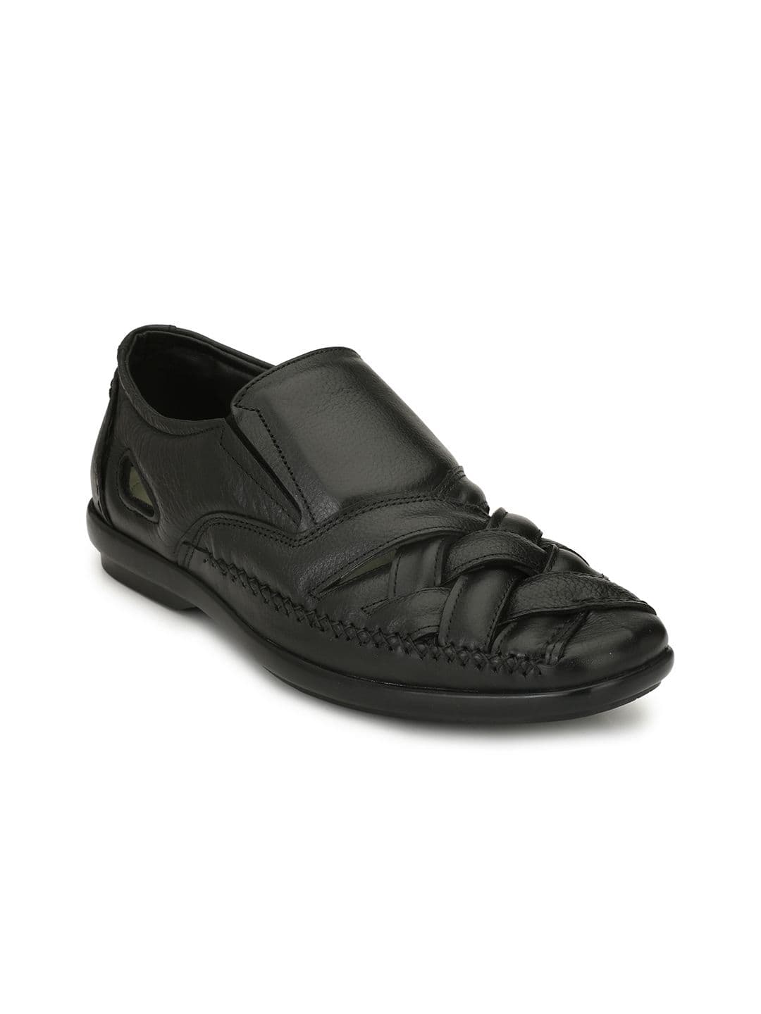 Delize Men Black Leather Sandals - view 1