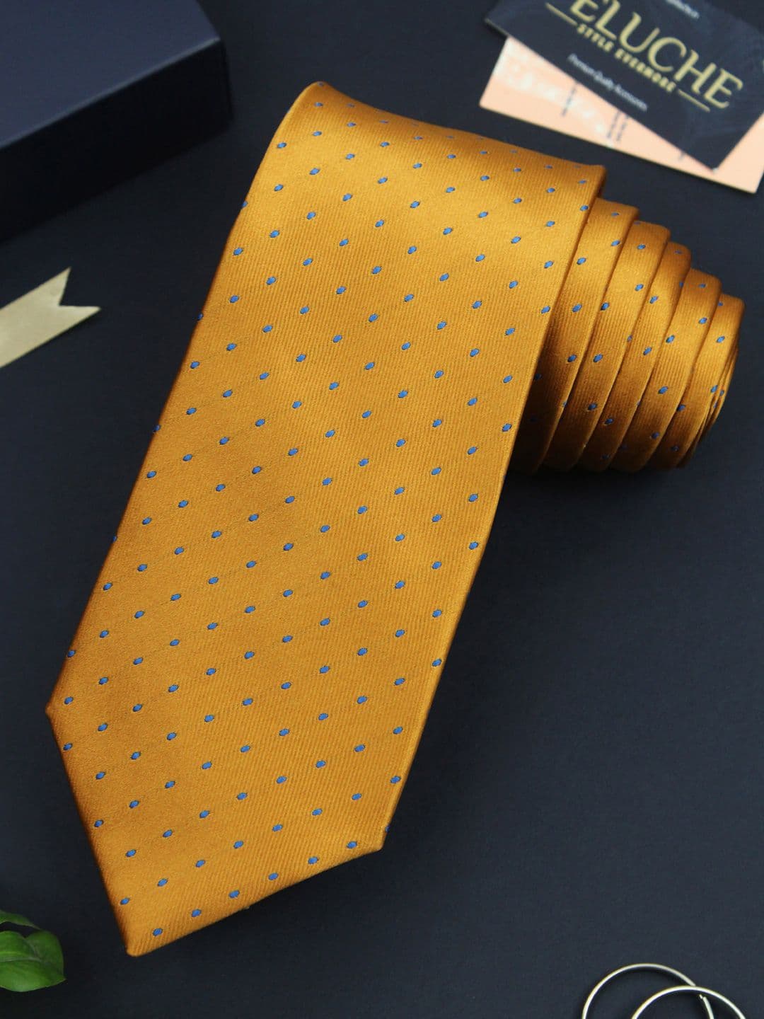 PELUCHE Mustard Printed Broad Tie - view 1