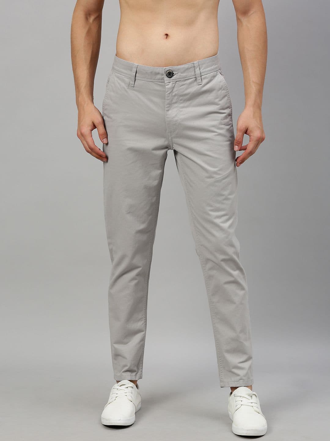 Roadster Men Grey Cotton Regular Chinos