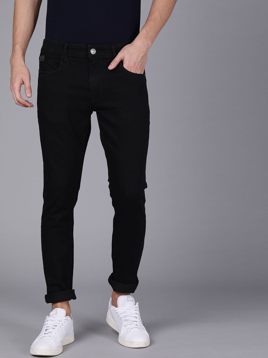 WROGN Men Black Slim Fit Mid-Rise Clean Look Jeans - view 1