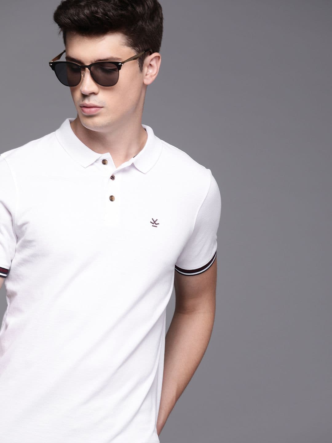 WROGN Men White Solid Polo Collar T-shirt - view 1