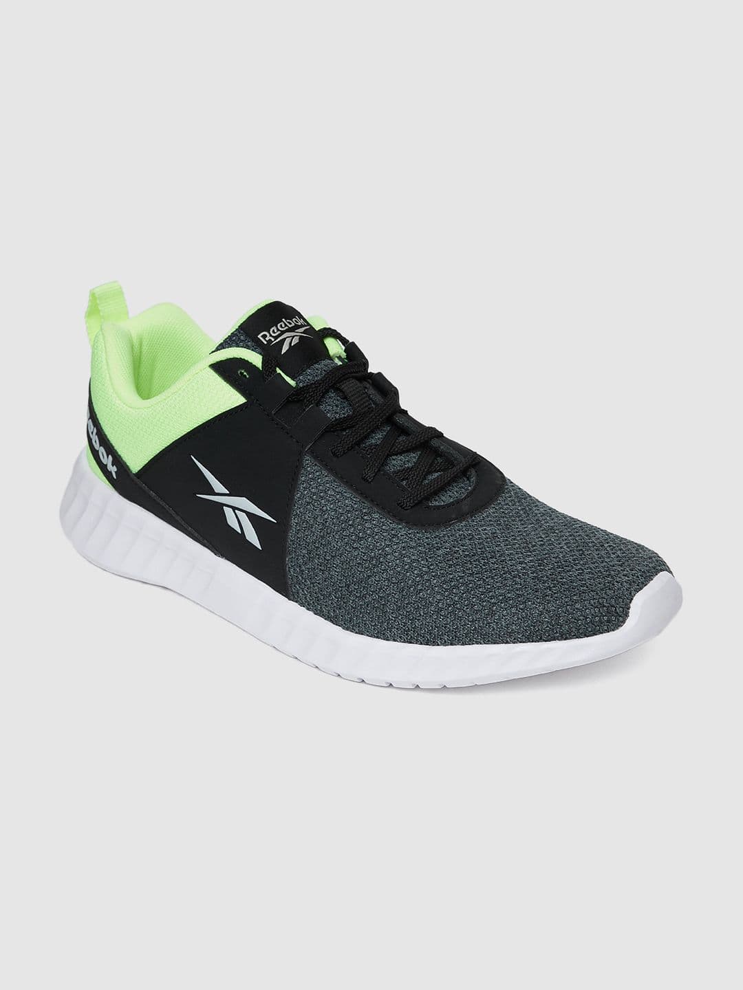 Reebok Men Charcoal Grey and Fluorescent Green Speedstar LP Running Shoes - view 1