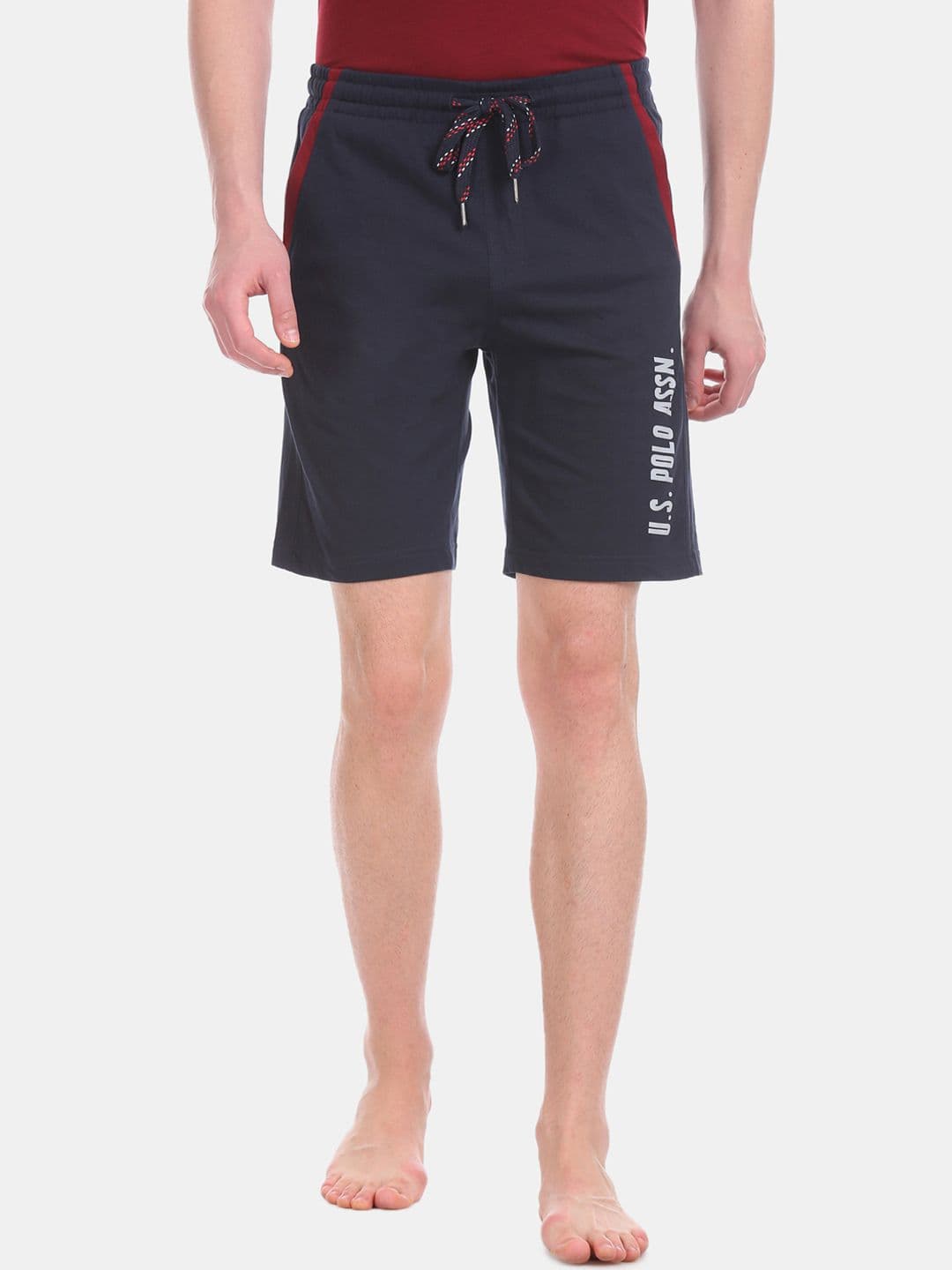 U.S. Polo Assn. Men Navy Blue Brand Logo Printed Lounge Shorts - view 1