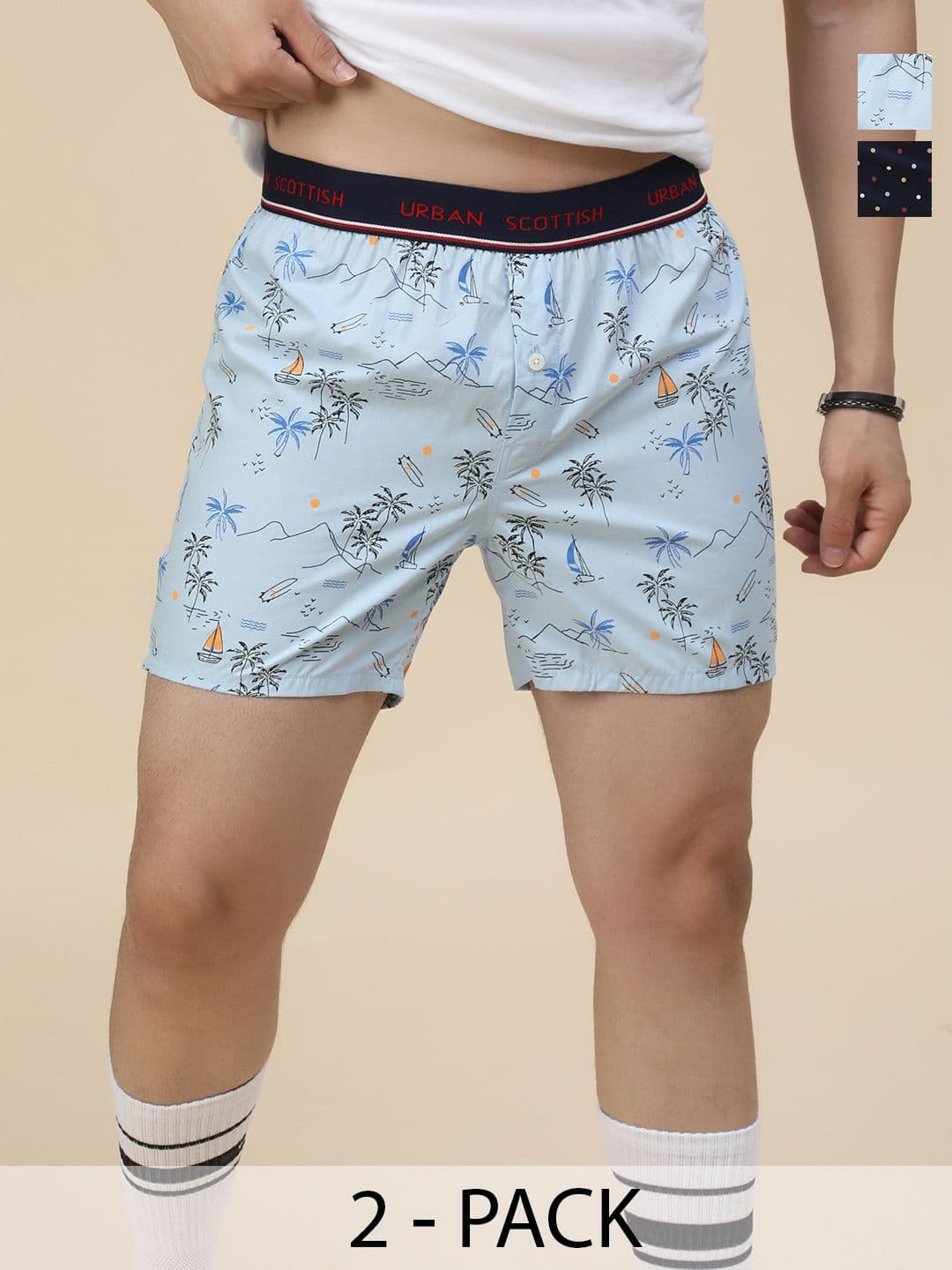 URBAN SCOTTISH Men Pack of 2 Printed Pure Cotton Boxers USBX2038 - view 1