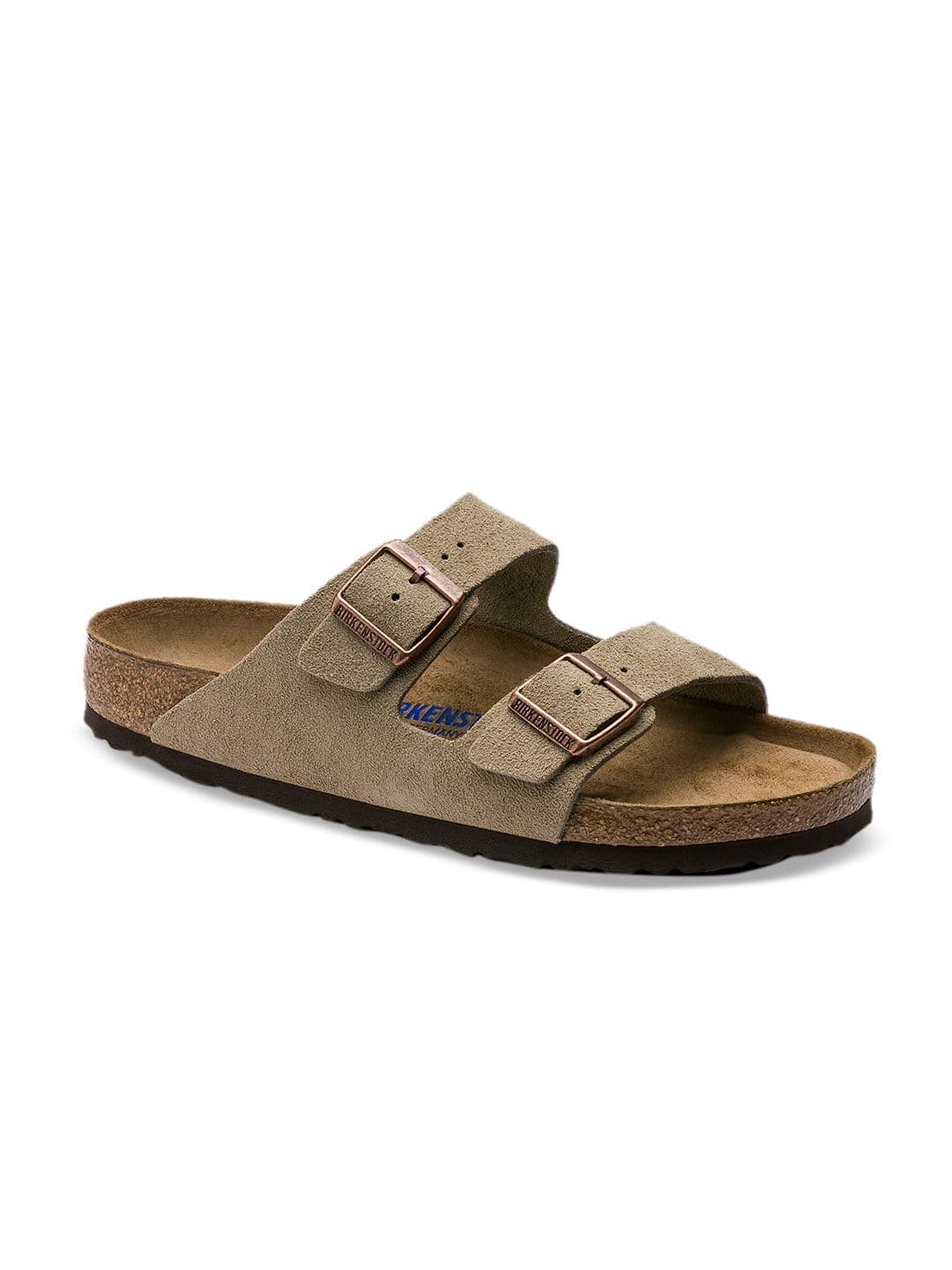 Birkenstock Arizona Soft Footbed Taupe Narrow Width Suede Leather Two-Strap Sandals - view 1