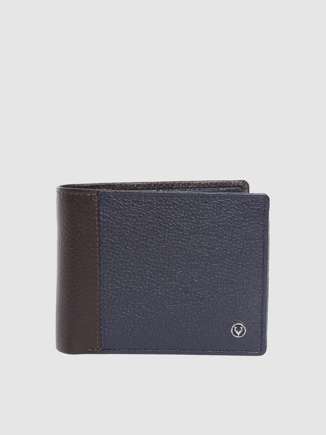 Allen Solly Men Brown & Navy Blue Colourblocked Leather Two Fold Wallet - view 1