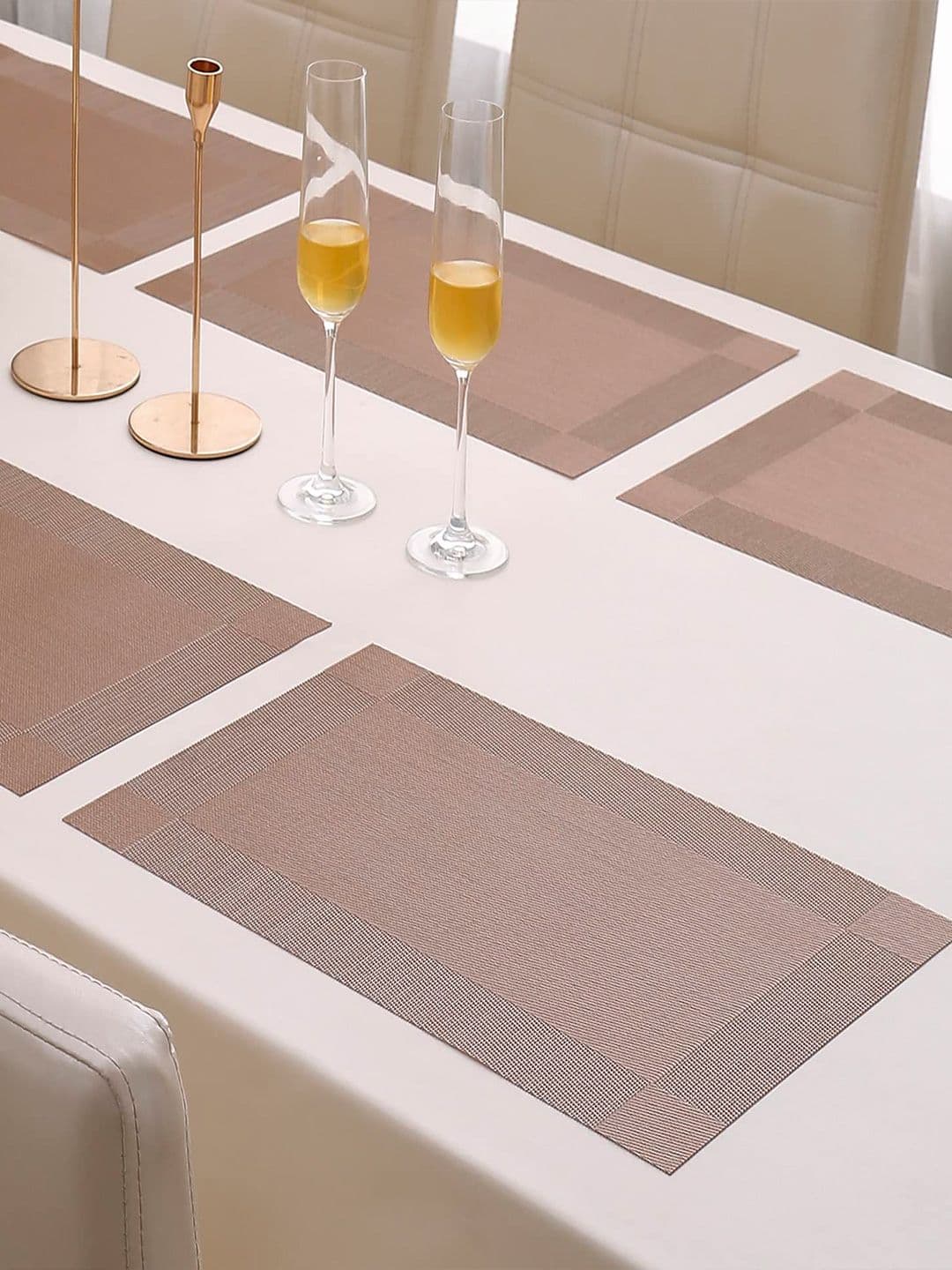 HOKIPO Set of 6 Brown Solid Table Mats - view 1