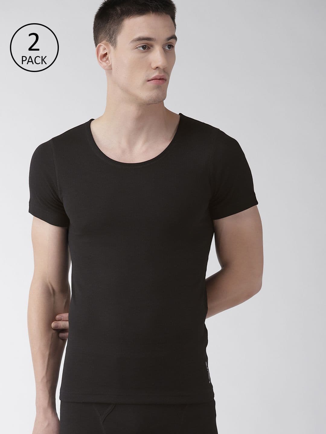 Levis Men Pack of 2 Black Solid Thermal Tops - view 1