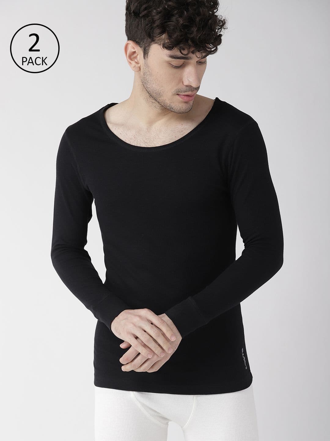 Levis Men Pack of 2 Black Solid Thermal Tops - view 1