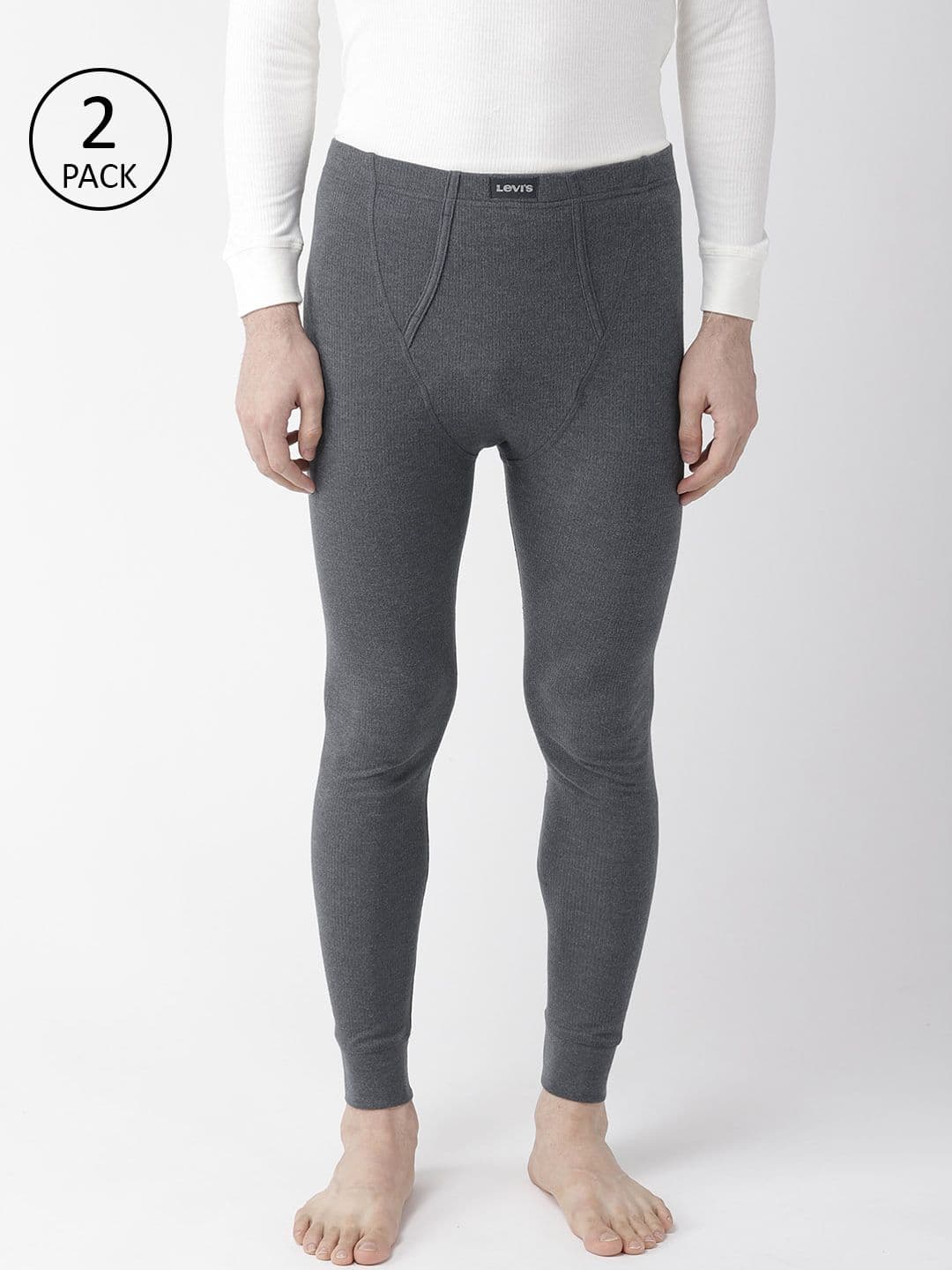 Levis Men Pack of 2 Charcoal Grey Solid Thermal Bottoms - view 1