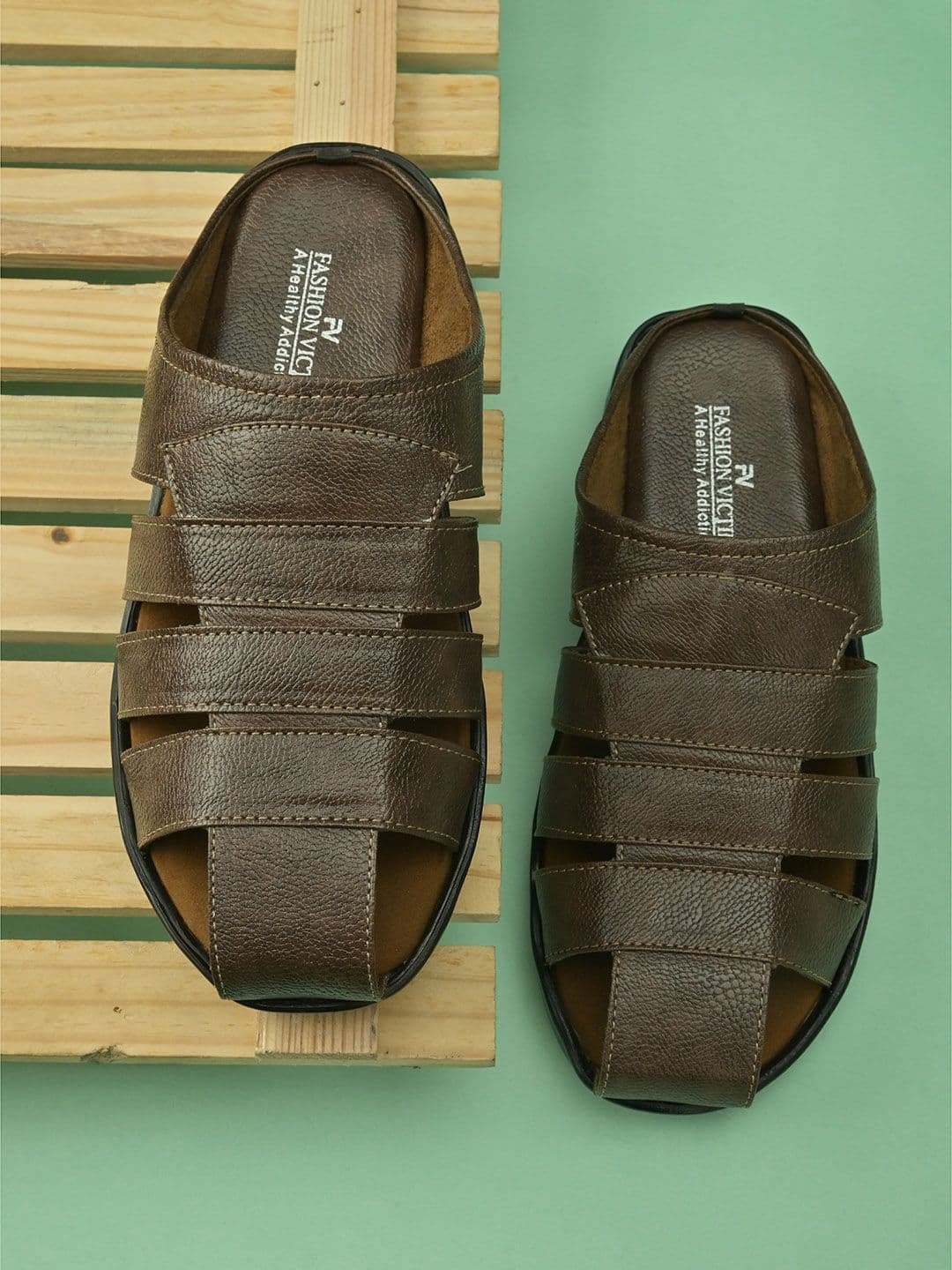 Fashion Victim Men Brown Slip-On Shoe- Style Sandals - view 1