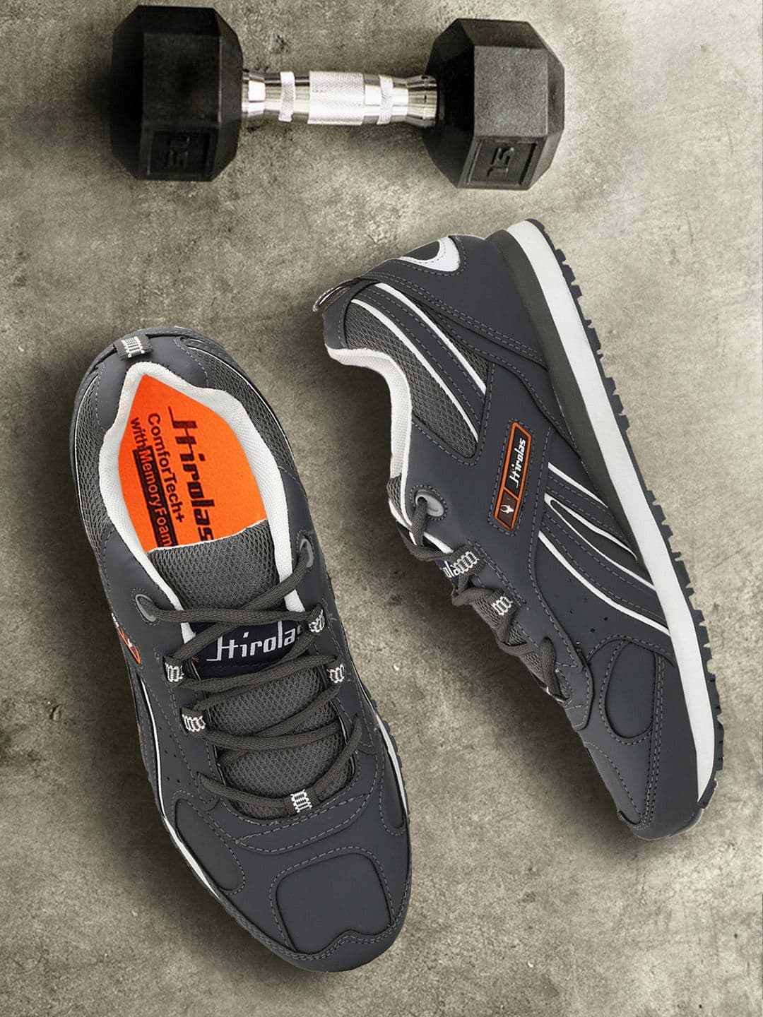 HIROLAS Men Grey Synthetic Running Shoes - view 1