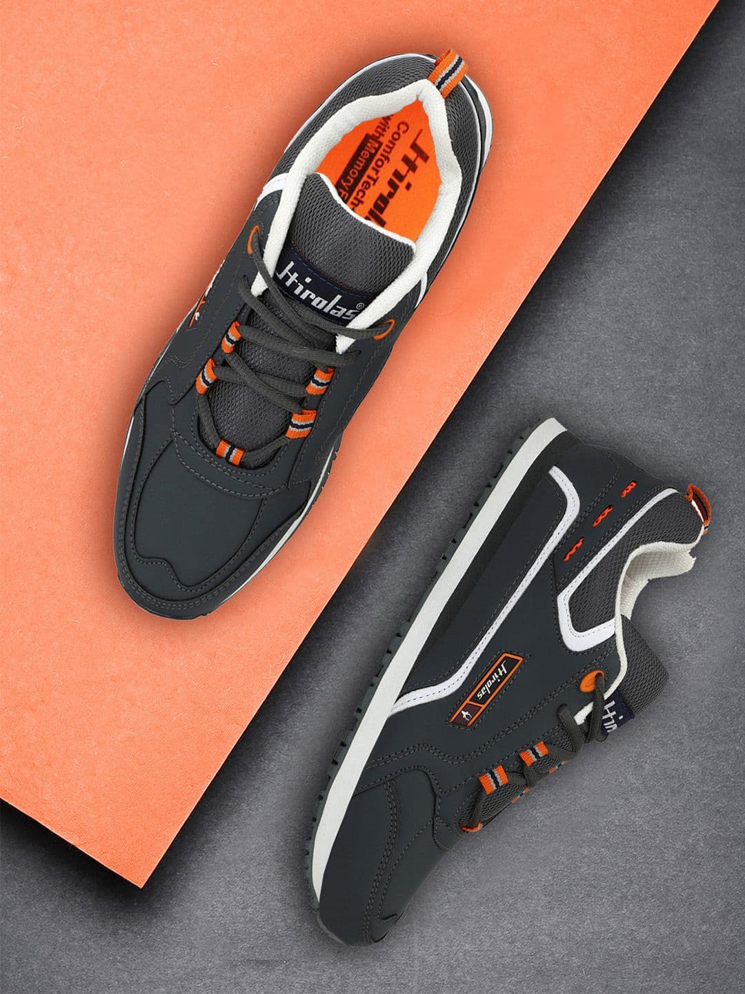 HIROLAS Men Charcoal Grey Synthetic Running Shoes - view 1