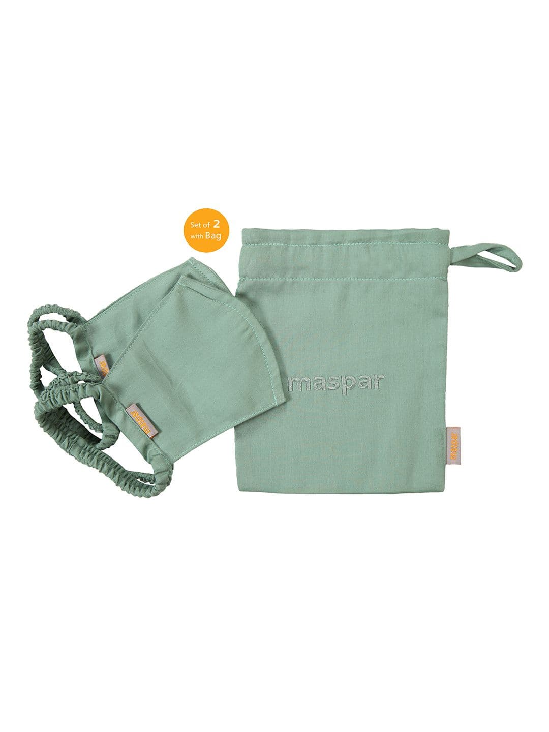 Maspar Adults Green Pack of 2 Reusable 3-Layers Outdoor Masks - view 1