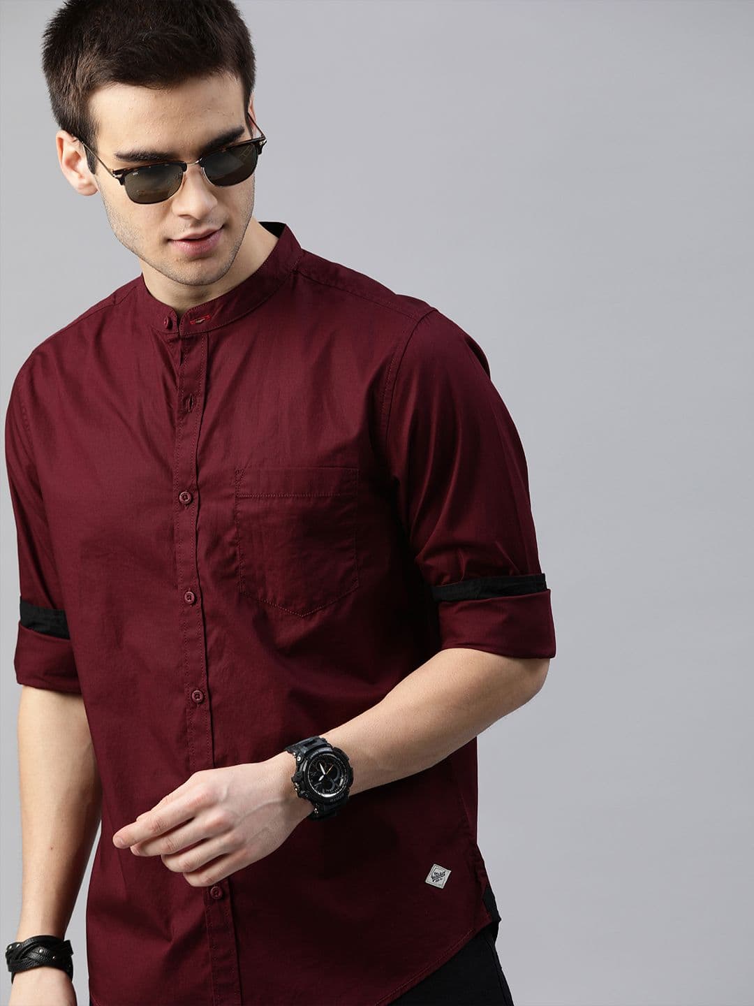 Roadster Men Maroon Cotton Casual Shirt - view 1