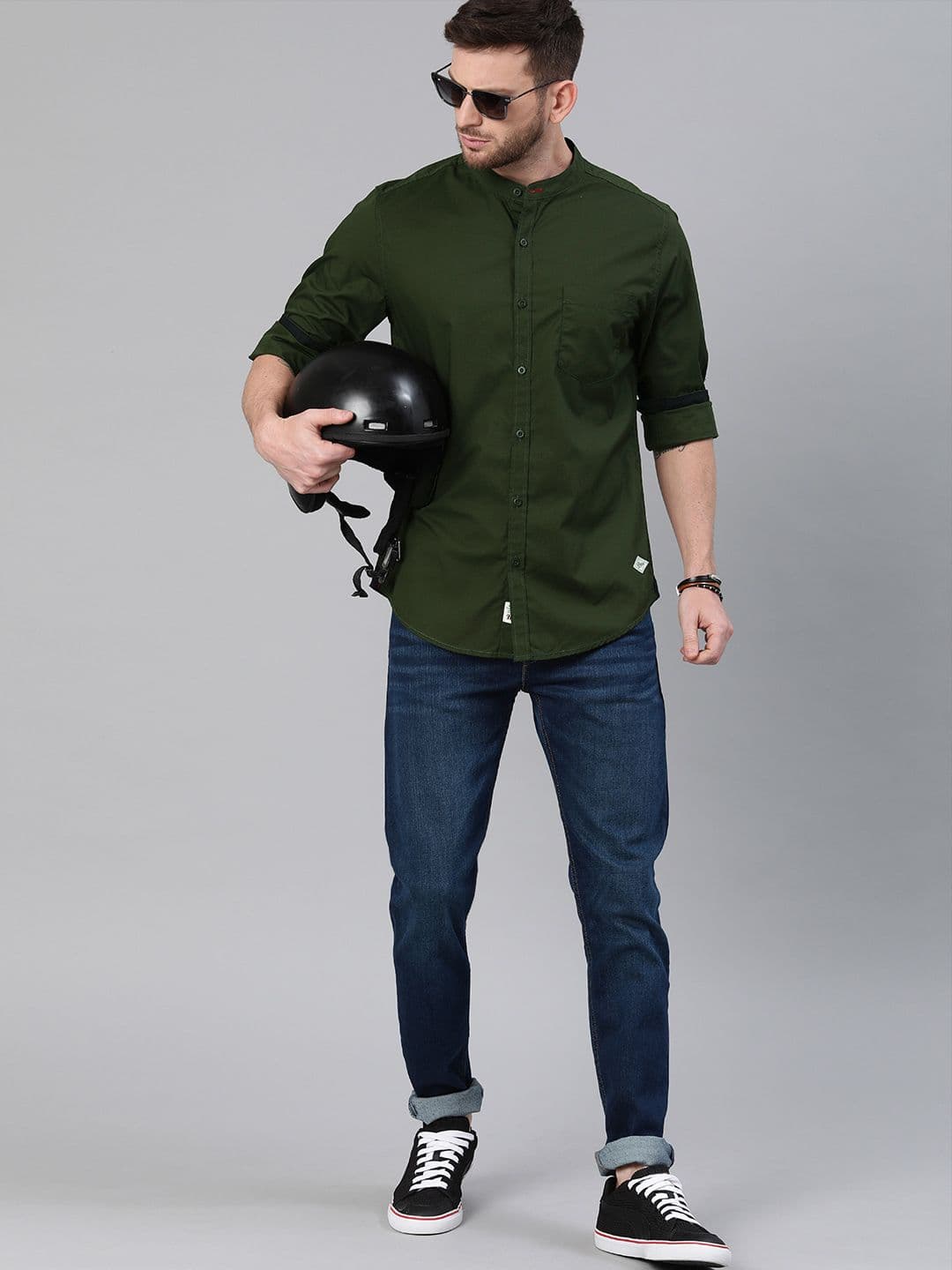Roadster Men Olive Green Cotton Casual Shirt - view 1