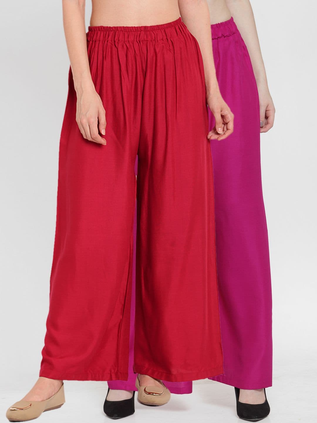 TAG 7 Women Pack Of 2 Solid Flared Palazzos - view 1