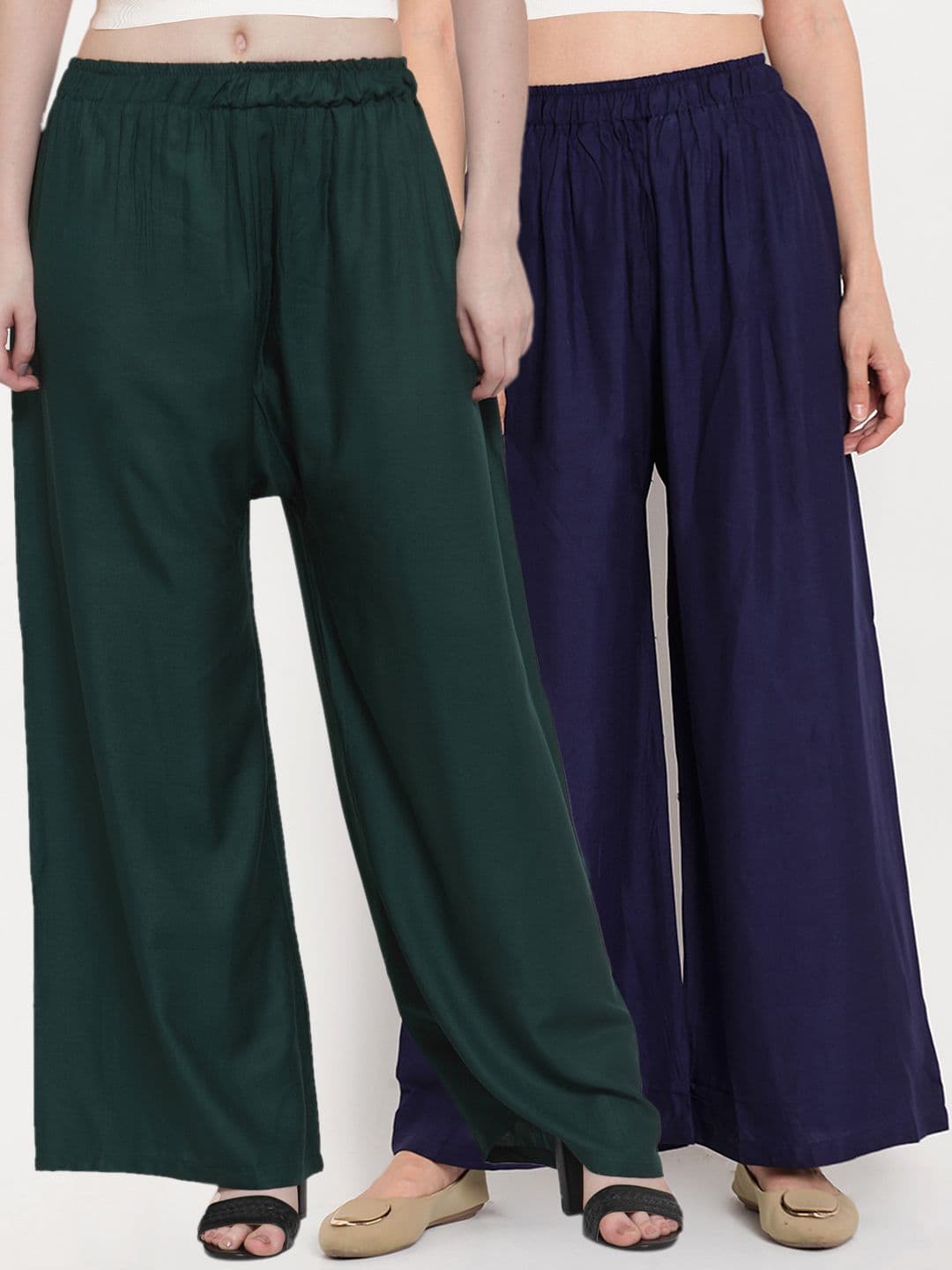 TAG 7 Women Pack of 2 Solid Flared Palazzos - view 1