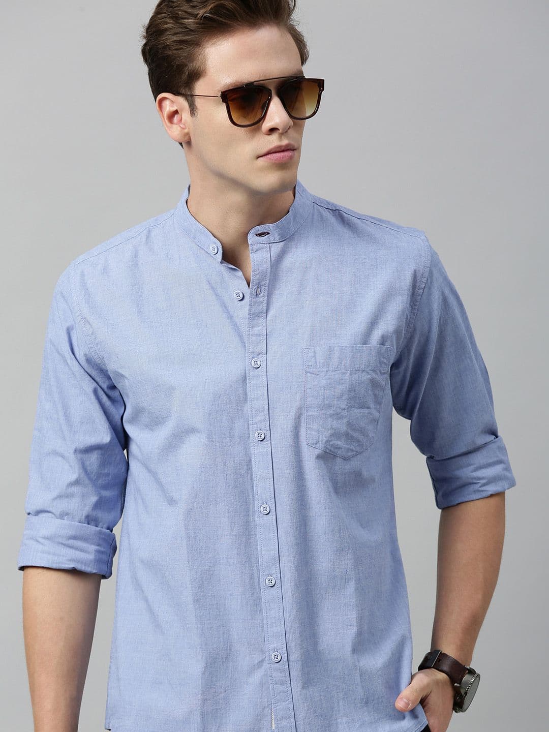 Roadster Men Blue Regular Fit Solid Casual Shirt - view 1