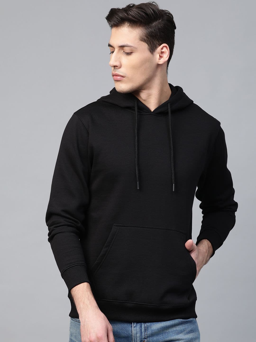 Roadster Men Black Solid Hooded Sweatshirt - view 1