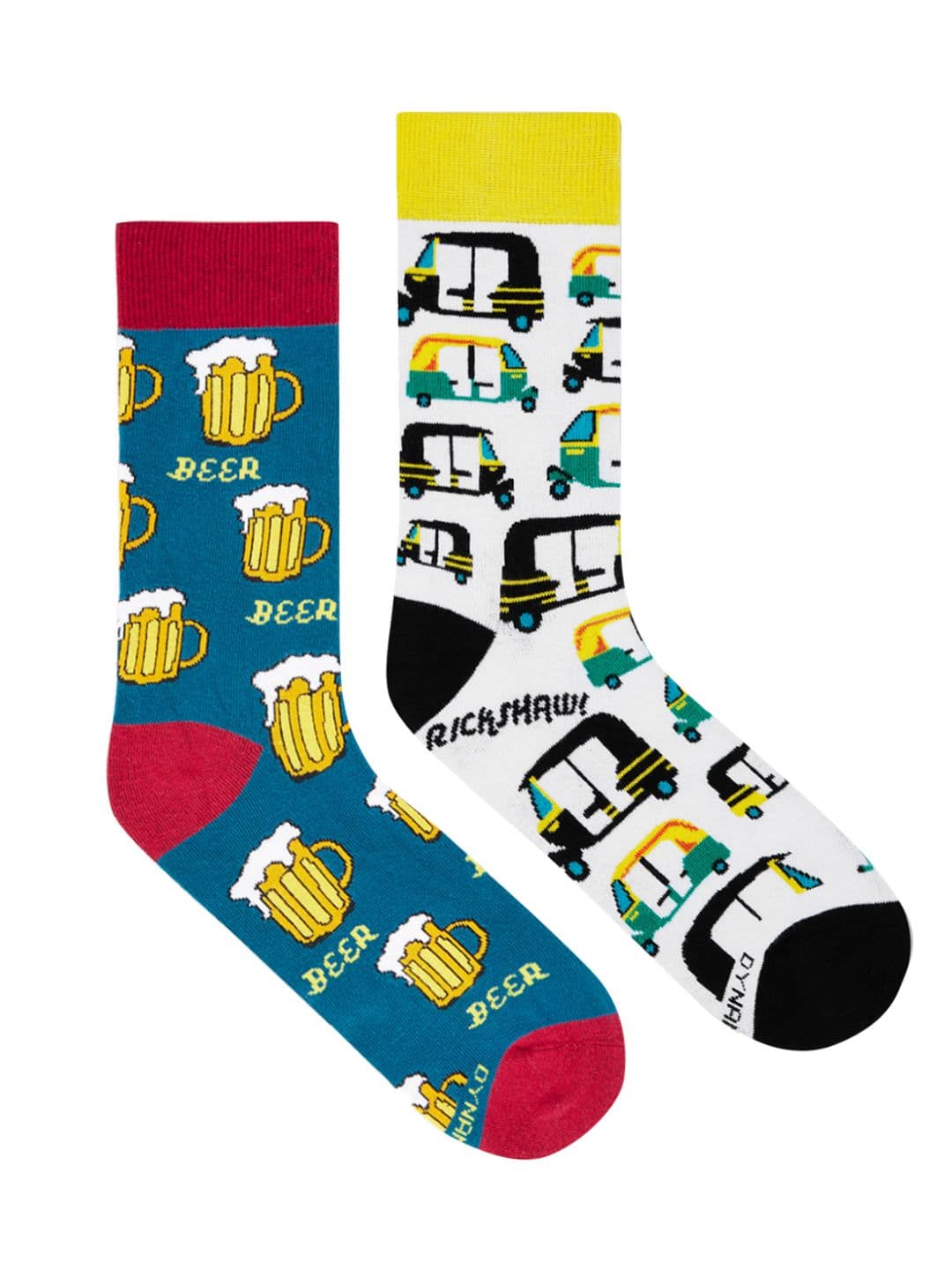 Dynamocks Unisex Pack Of 2 Patterned Beer & Rickshaw Calf Length Socks - view 1