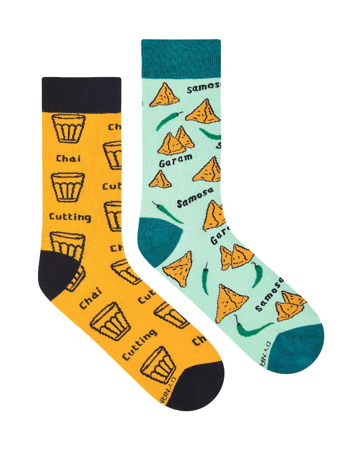 Dynamocks Unisex Pack Of 2 Patterned Cutting Chai & Samosa Calf Length Socks - view 1