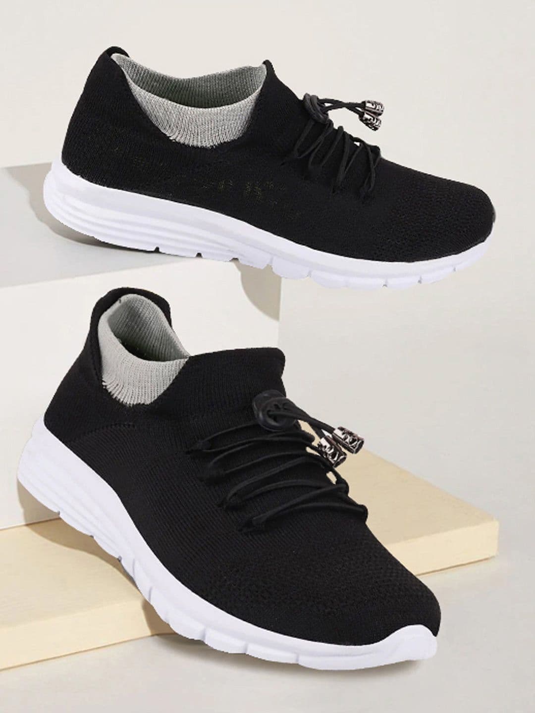 FAUSTO Men Black Mesh Walking Shoes - view 1