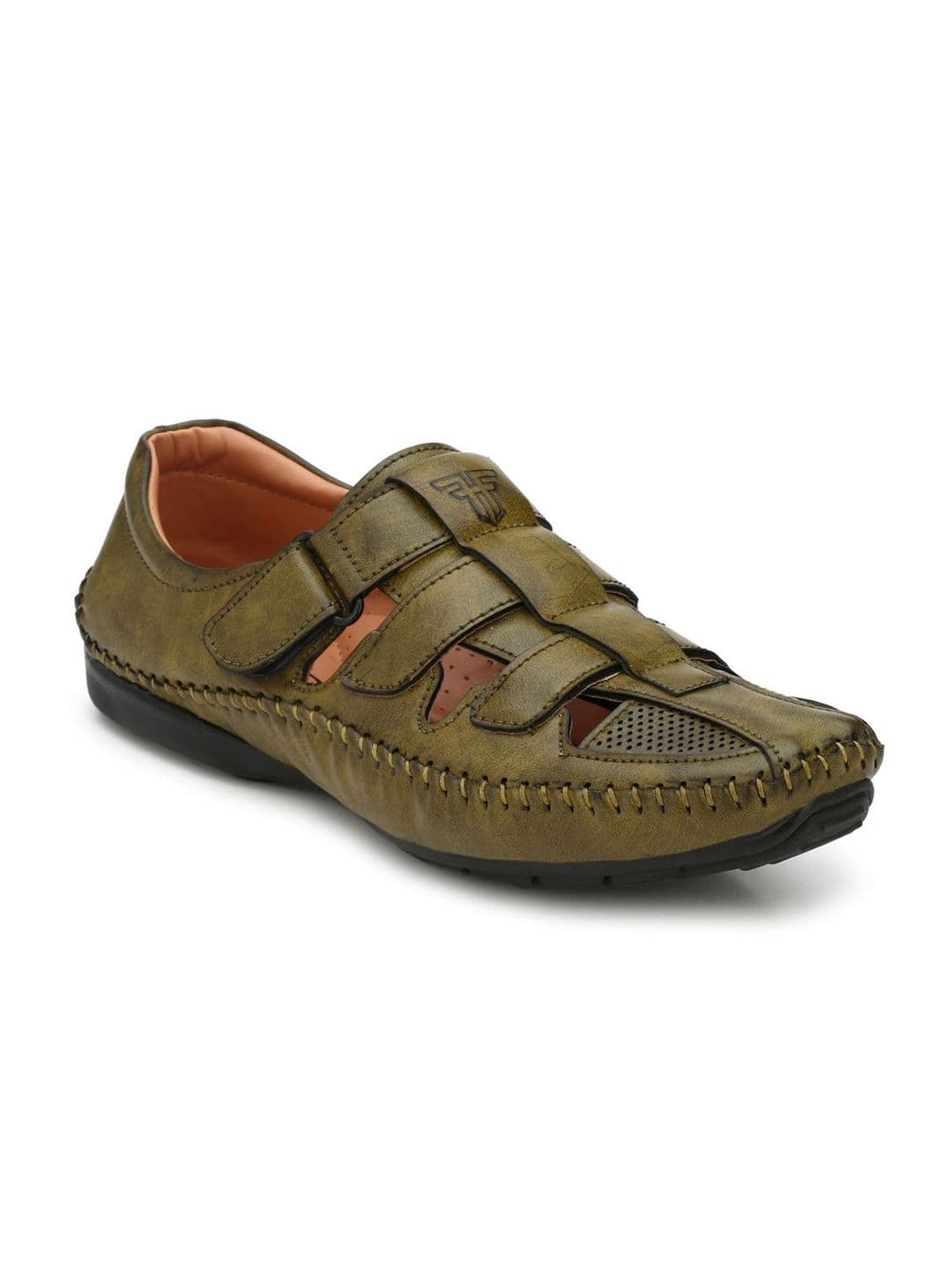 Fashion Victim Men Olive Green Solid Fisherman Sandals - view 1