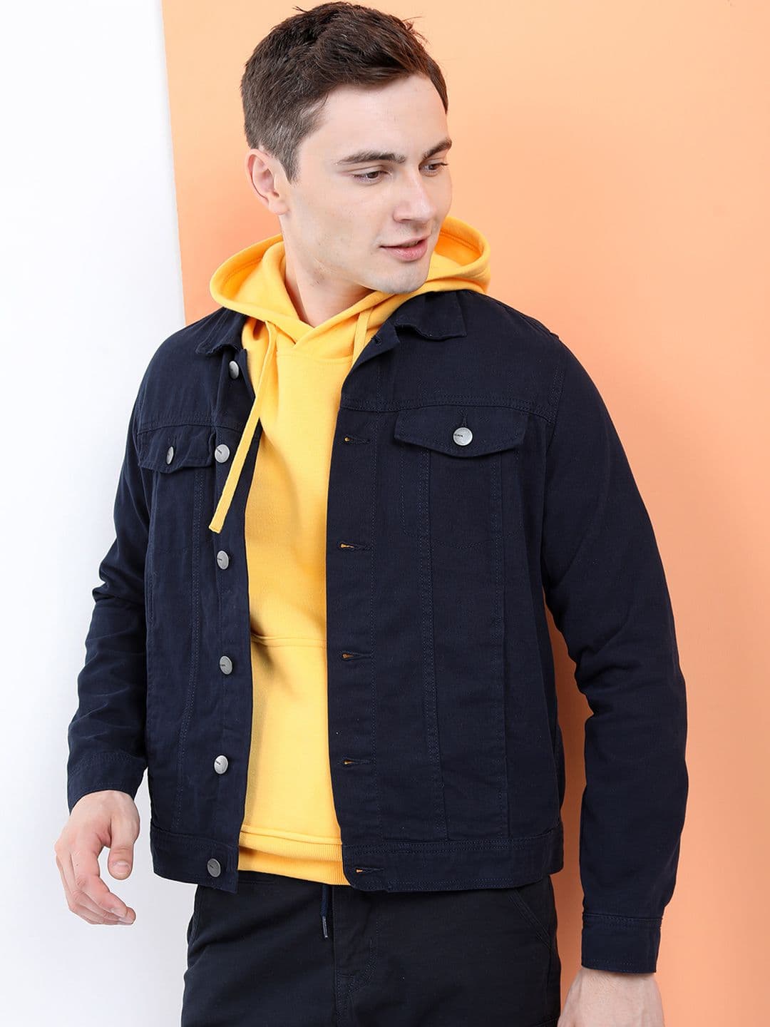 HIGHLANDER Men Navy Blue Solid Denim Jacket - view 1