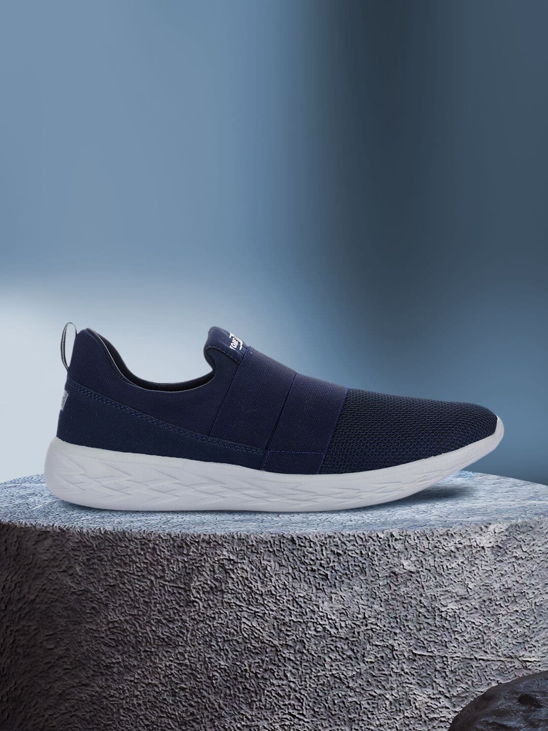 Liberty Men Navy Blue PU and Canvas Mid-Top Walking Shoes - view 1