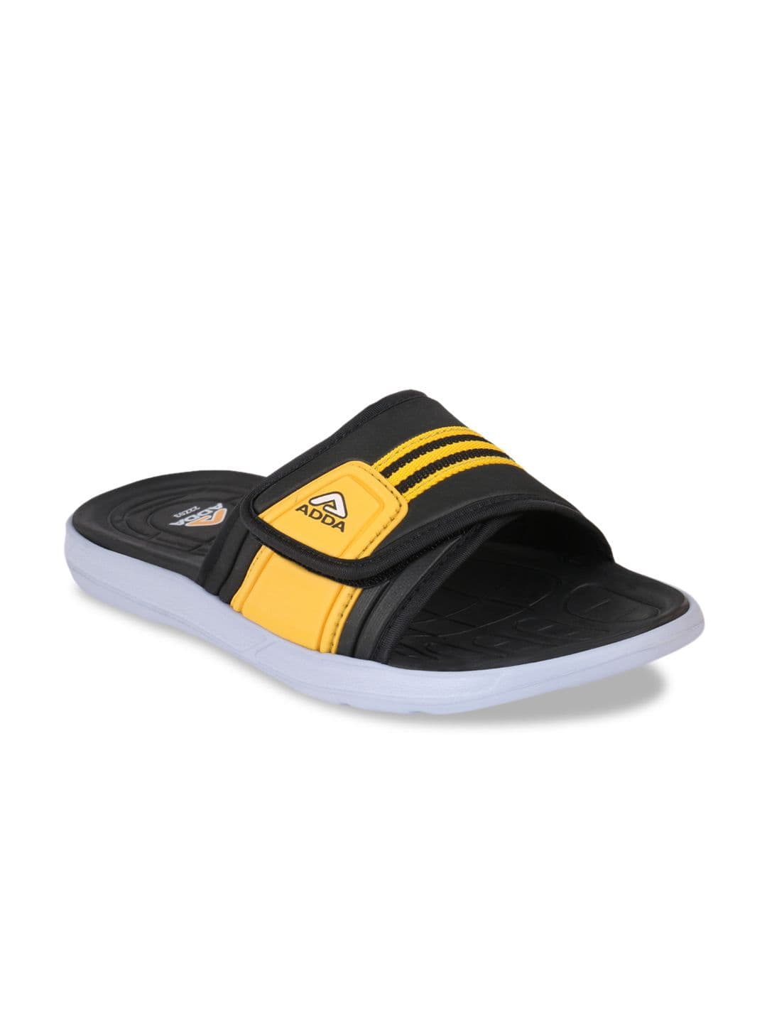 Adda Men Yellow & Black Colourblocked Sliders - view 1
