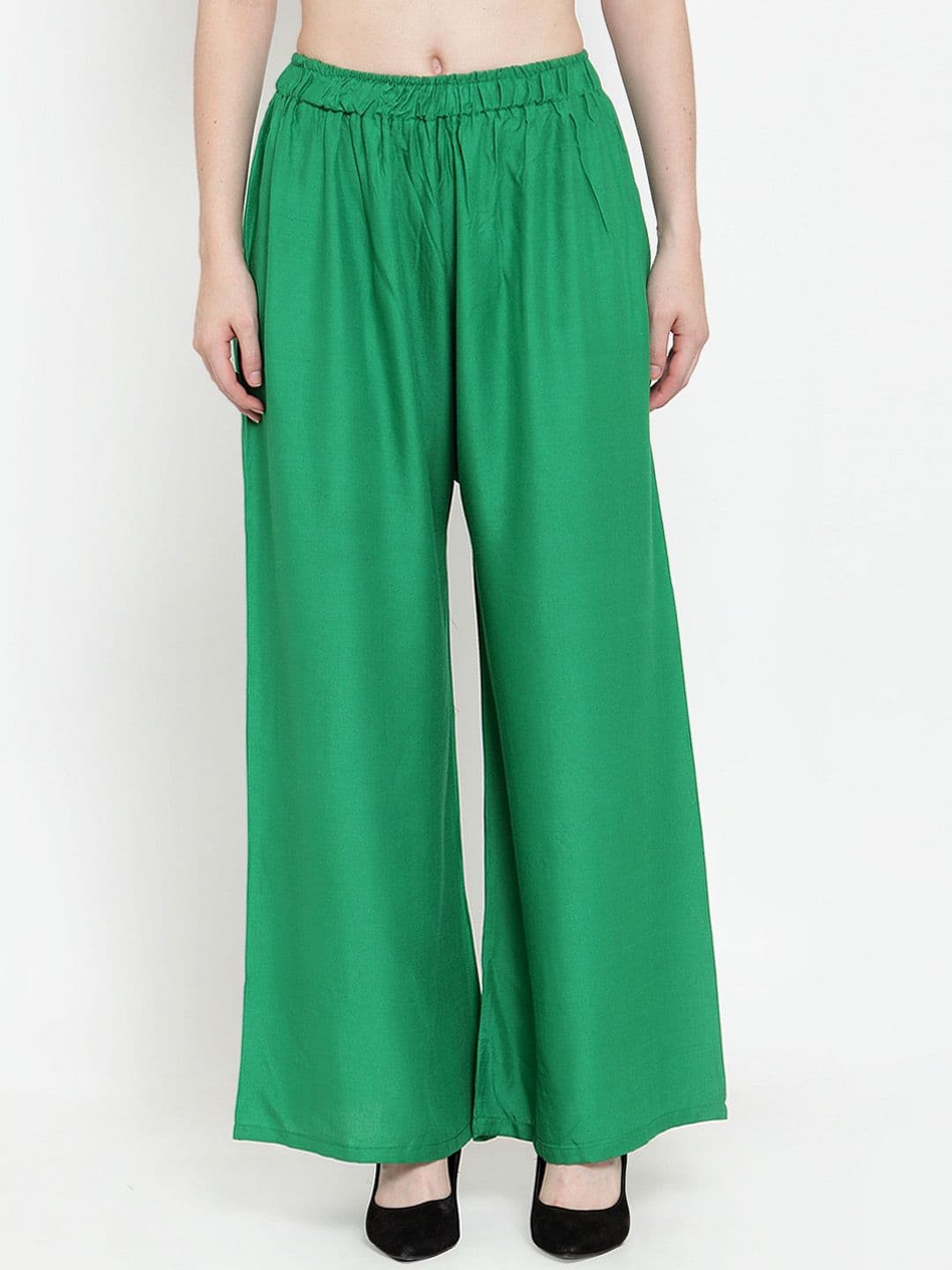TAG 7 Women Green Solid Wide Leg Palazzos - view 1
