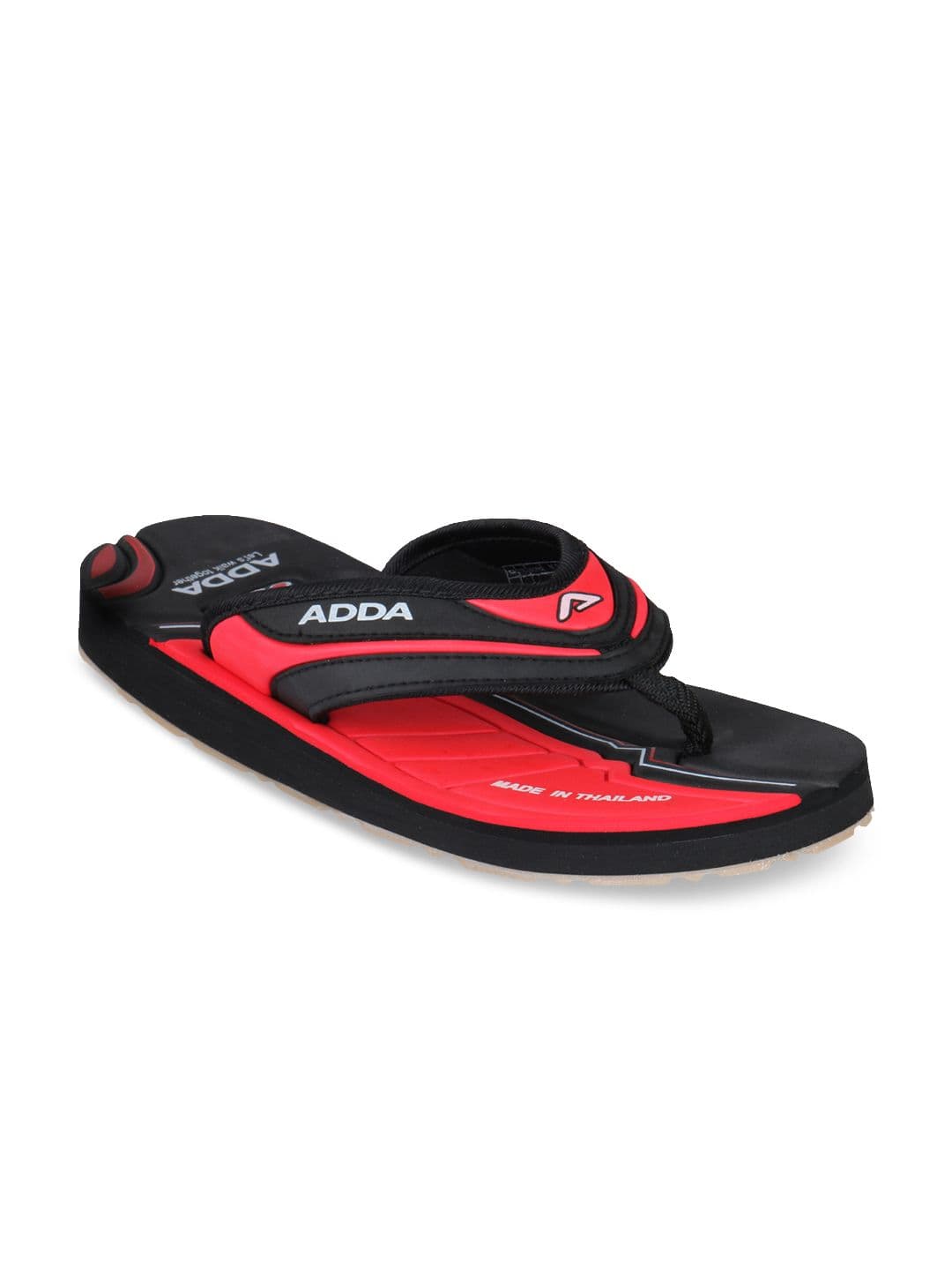 Adda Men Red & Black Colourblocked Thong Flip-Flops - view 1
